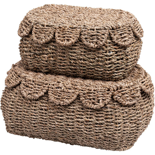 2-Pack Round Wicker Storage Baskets with Lids