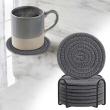 Cotton Rope Placemat Set with Metal Holders (8 pcs)