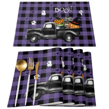 Halloween Pumpkin Placemats Cotton Linen 4 Pack