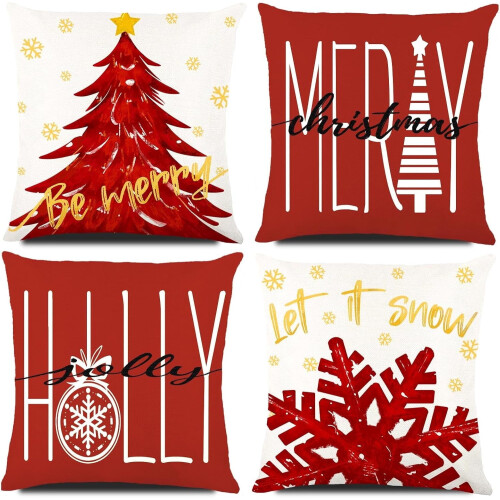 4 Pack 18x18 Inch Christmas Pillow Covers