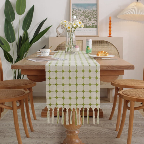 Cotton Linen Table Runner 13 x 72 in Rustic Boho