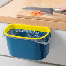 Platzsparender, hängender Abfalleimer für unter den Küchenschrank, blauer Kunststoff