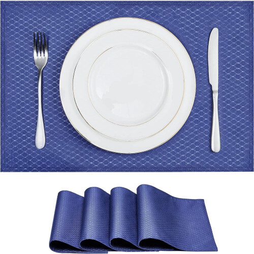4-Pack Navy Polyester Place Mats 13x19 Inch
