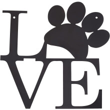 Black Metal Paw Print Wall Sign 11 x 11 Inch