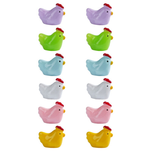 12pcs Mini Chicken Resin Figurines for Micro Gardens