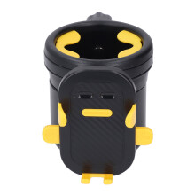 Porte-gobelet et support de téléphone pour poussette, 3-en-1, noir et jaune