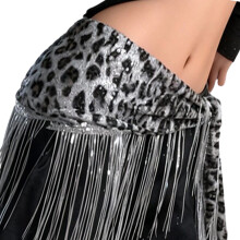 Glittering Sequins Belly Dance Hip Wrap Skirt Long-Silver