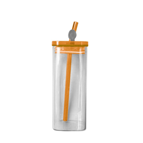 Can-Shape Borosilicate Glass Cup 350 ml with Lid