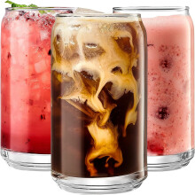 Set of 6 Can-Shaped Glass Tumblers, 16 oz