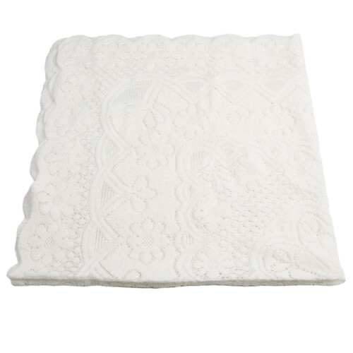White Lace Rectangular Polyester Tablecloth for Coffee or