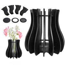 Wooden Puzzle Vase for Flowers, Black, 11.9 x 19.8 in