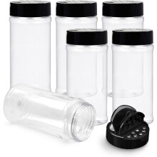 6-Pack 16oz Plastic Spice Jars with Flip Lids