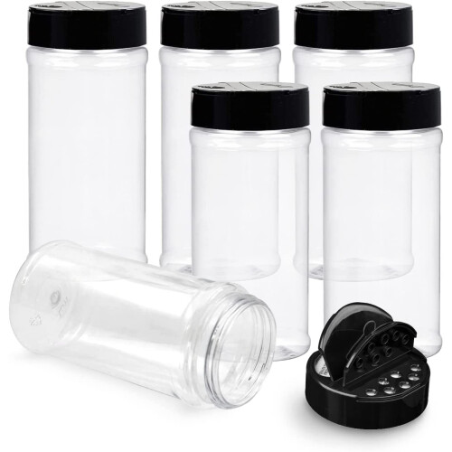 6-Pack 16oz Plastic Spice Jars with Flip Lids