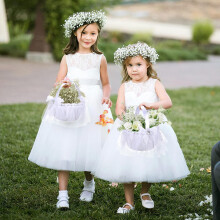 White Lace & Satin Flower Girl Basket