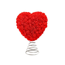 Rose Heart Tree Topper – Foam Roses, Metal Base, 2 Sizes