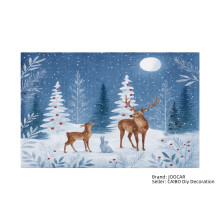 Winter Deer Linen Placemats Set of 4 12x18 inch