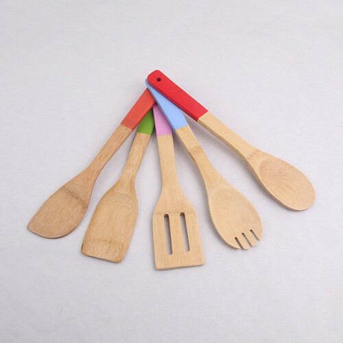 5-Piece Bamboo Cooking Utensils Set, Multi-Colour
