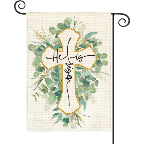 He Is Risen Garden Flag 12x18 in Double-Sided