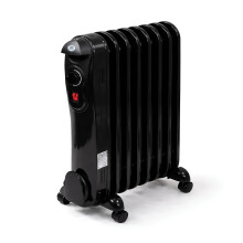 Prem-I-Air Black 7 Fin 1.5kW Oil Filled Radiator with Castors