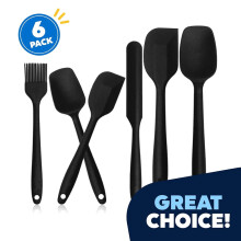 6-Piece Black Food-Grade Silicone Spatula Set