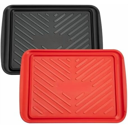 Bandejas para Preparar e Servir Grelhados – Preto e Vermelho, 18,1 x 14,5