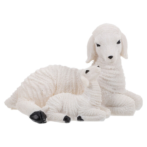 Resin Mini Sheep Figurine 12cm White Decor