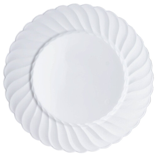 10 x 10" White Round Disposable Plastic Plates
