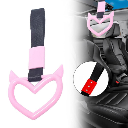 Heart-Shaped Car Handle Strap with Drift Pendant 1