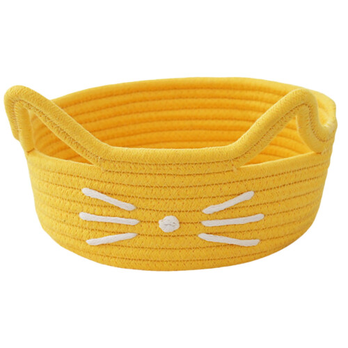 Cat Ear Cotton Thread Organizer Basket, Yellow 1
