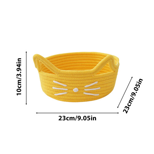 Cat Ear Cotton Thread Organizer Basket, Yellow 2