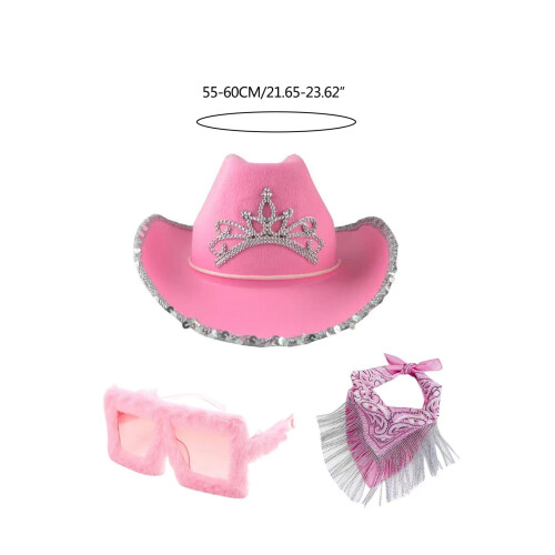 Καπέλο Cowgirl με πούλιες, κασκόλ και γυαλιά ηλίου 2