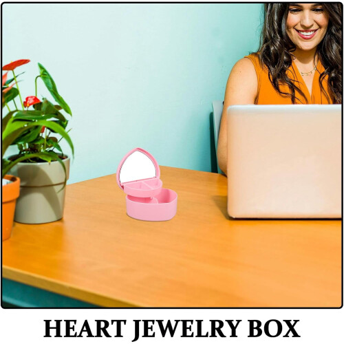 Heart-Shaped Dual-Layer Jewelry Box with Mirror (2 pcs) 2