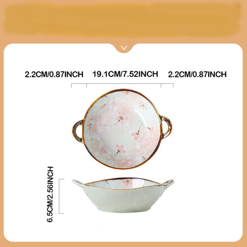 Rustic Porcelain Pasta Bowl with Double Handles – 19cm 1