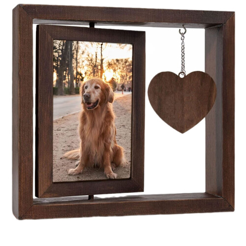 Ξύλινη Κορνίζα Φωτογραφιών με Θέμα Κατοικίδιων – Περιστρεφόμενη Διπλής Όψης 1
