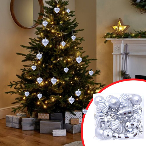 Silver Christmas Ball Ornaments Set 16 pcs 1