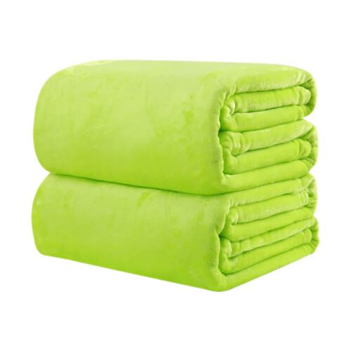 Nayueo Solid Flannel Blanket Green Coral Velvet 1pc 2
