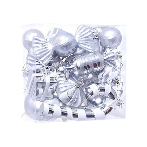 Silver Christmas Ball Ornaments Set 16 pcs 2