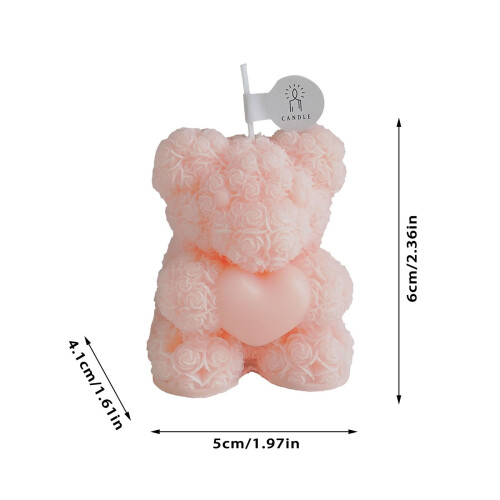 Vela de cera de soja Rose Bear em caixa de presente 2