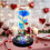 Blue Light-Up Color-Changing Rose in Glass Dome 4