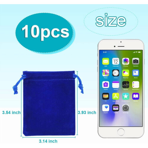 10 Pack Velvet Drawstring Bags 3x4 Inch 1