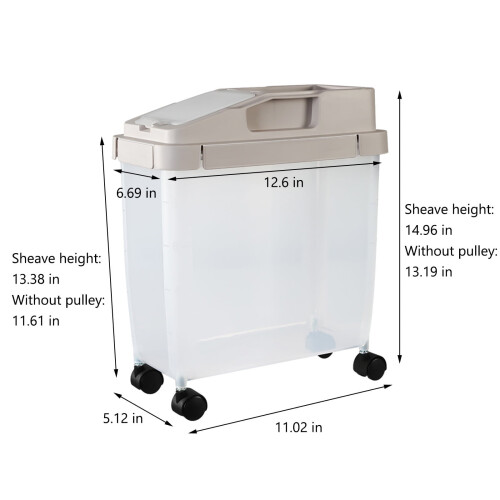 Japceit Airtight Rice Container with Wheels 22 lb 2