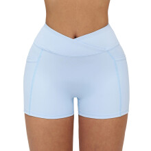 Women Running Shorts With Side Pockets Quick Dry-water w blue M