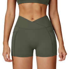 Quick Dry Running Shorts for Women High Waist-cedar green S