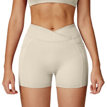 Women Athletic Gym Shorts Breathable Quick Dry-oats apricot L