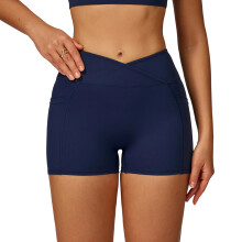 Women Sports Running Shorts With Pocket-midnight blue M