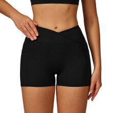 High Waist Athletic Gym Shorts with Pockets-High grade black M