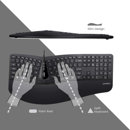 NEW-OPENED BOX Perixx Periduo-505, Wired Ergonomic Split Keyboard and Vertical Mouse 2