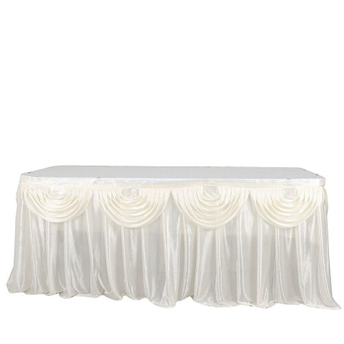 Ivory Satin Table Skirt 14 ft x 29 in 2