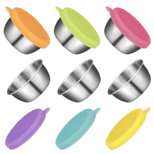 Stainless Steel Condiment Cups with Silicone Lids – 1