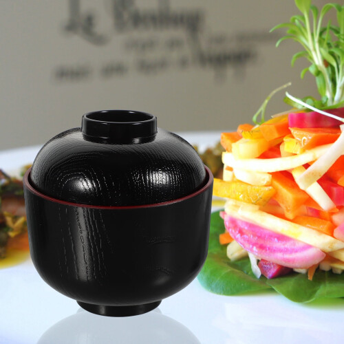 Japanese-Style Miso Bowl with Lid, ABS Plastic, 2 Pack 2